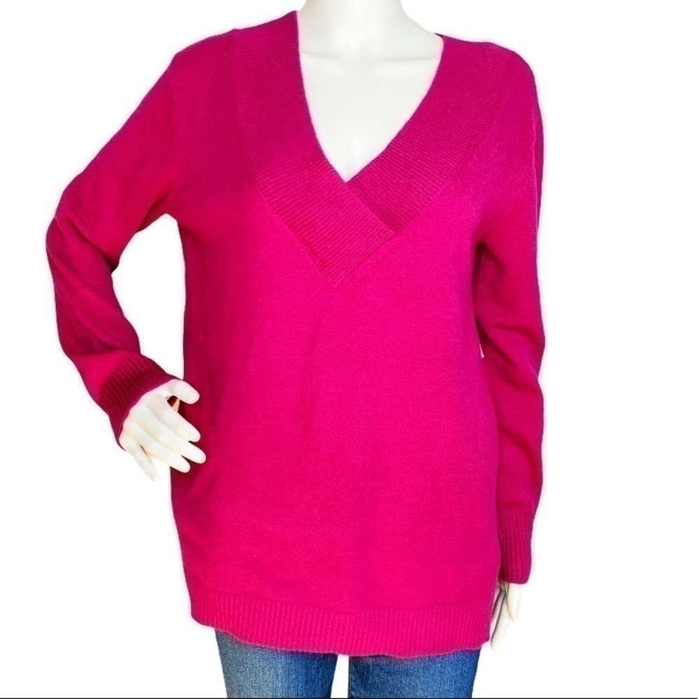 ANTHROPOLOGIE V Neck Sweater Pink Size Small - Picture 2 of 5